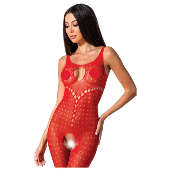 Passion BS078 - avoin catsuit - pilkullinen - punainen (S-L)