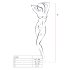 Passion BS085 - Mosaiikkukkakuviollinen avonainen catsuit - valkoinen (S-L)