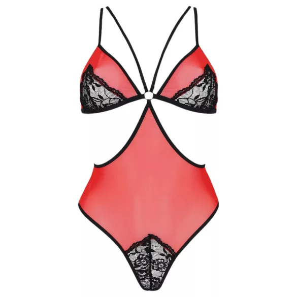 Passion Peonia - sivuleikkauksellinen body (punainen) - L/XL