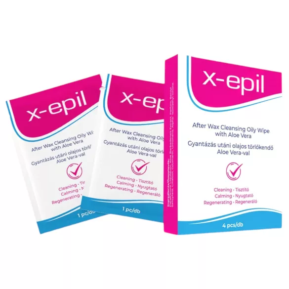 X-Epil - Karvojenpoiston jälkeinen öljypyyhe - aloe vera - 4 kpl