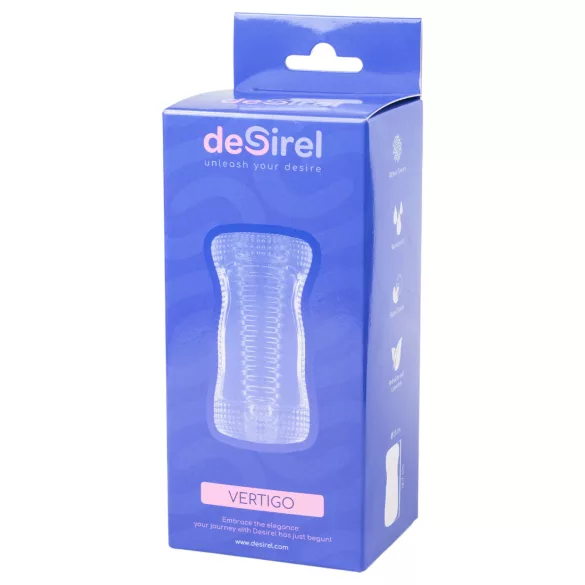 Desirel Vertigo - läpinäkyvä masturbaattori, räväkkä uurrettu sisus