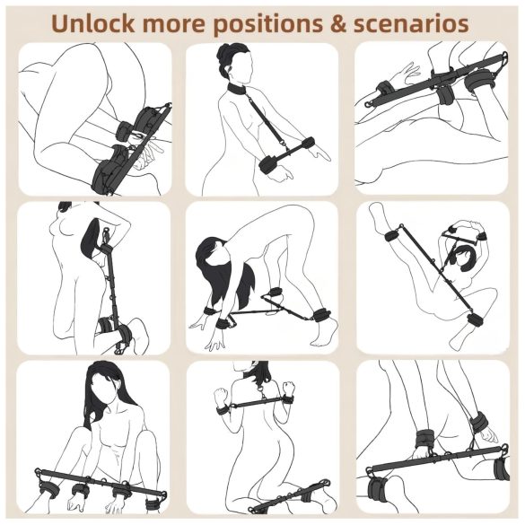 Lonely - säädettävä levitystanko ja käsiraudat - musta