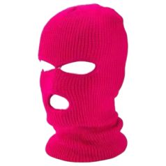 Balaclava - neulottu suuseksinaamio 3 aukolla - tummanpinkki