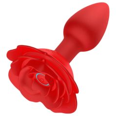   Rose Plug - ladattava kaukosäädettävä anaalivibraattori - punainen