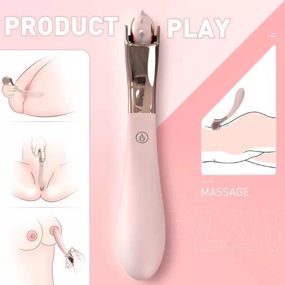 Sex HD - vibraattori ja piikkipyörä - ladattava, vedenkestävä, pinkki