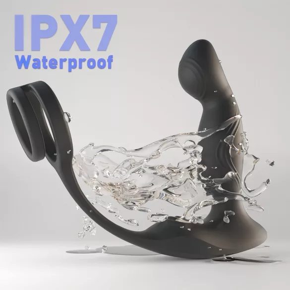 Sex HD Virgil - prostata-vibraattori penis- ja kivesterenkaalla - musta