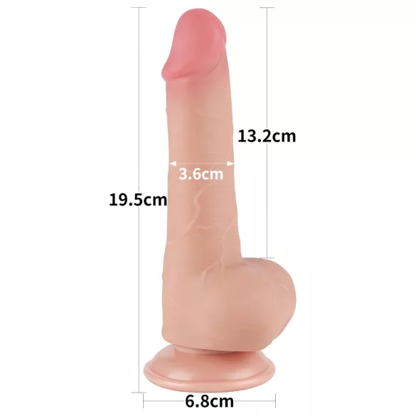 Sliding-Skin - imukupillinen kaksikerroksinen dildo - 19,5 cm (luonnonvärinen)