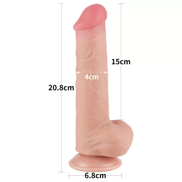 Lovetoy Sliding-Skin - realistinen kaksikerros dildo kiveksillä - 20,8 cm