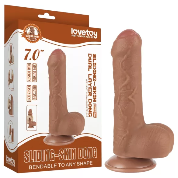 Lovetoy Sliding-Skin - realistinen pallillinen dildo - 18,3 cm - iho