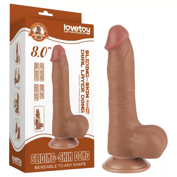 Lovetoy Sliding-Skin - realistinen kiveksellinen kaksikerrosdildo - 20,8cm