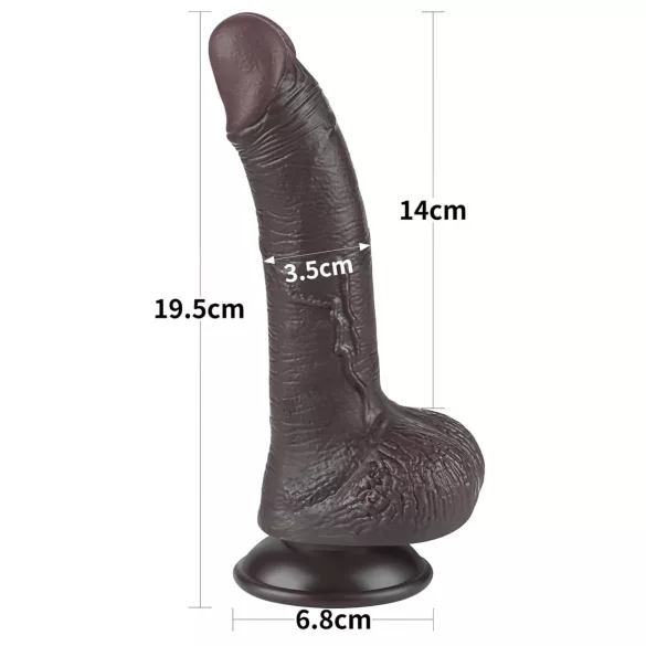 Lovetoy Sliding-Skin - kiinnittyvä kaksikerroksinen dildo - 19,5 cm - ruskea