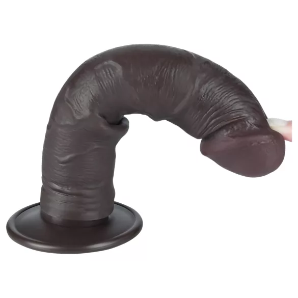 Lovetoy Sliding-Skin - kaksikerroksinen dildo imukupilla - 20 cm - ruskea