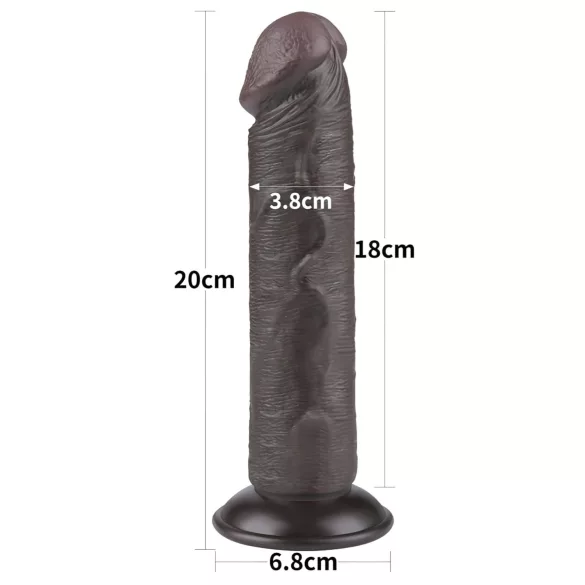 Lovetoy Sliding-Skin - kaksikerroksinen dildo imukupilla - 20 cm - ruskea