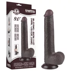   Sliding-Skin - imukupilla varustettu kaksikerroksinen dildo - 20,8 cm (ruskea)