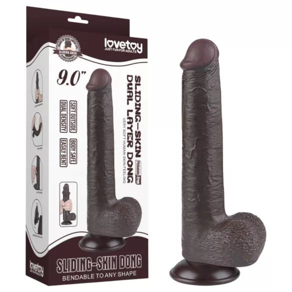 Lovetoy - realistinen kaksikerrosdildo imukupilla - 20,8 cm - ruskea