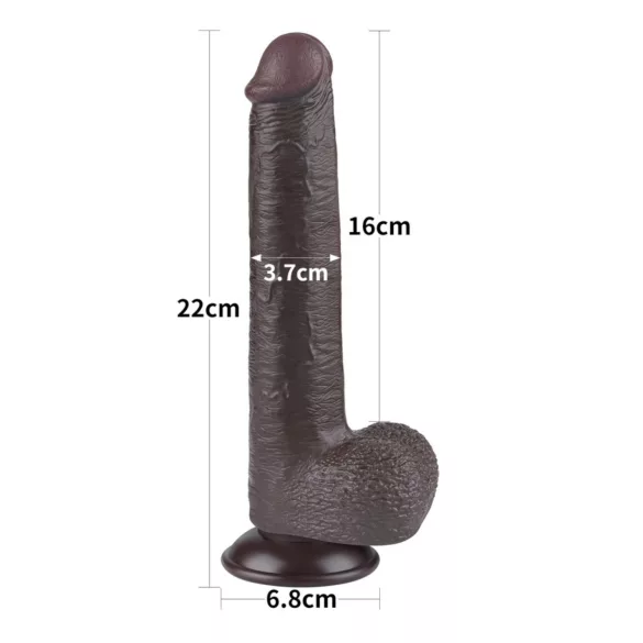 Lovetoy - realistinen kaksikerrosdildo imukupilla - 20,8 cm - ruskea