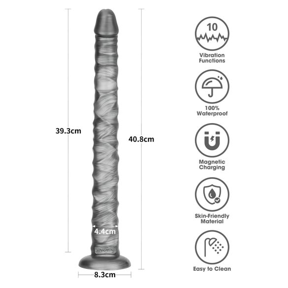 Lovetoy King Sized - suuri vibratori - 40,5 cm - harmaa