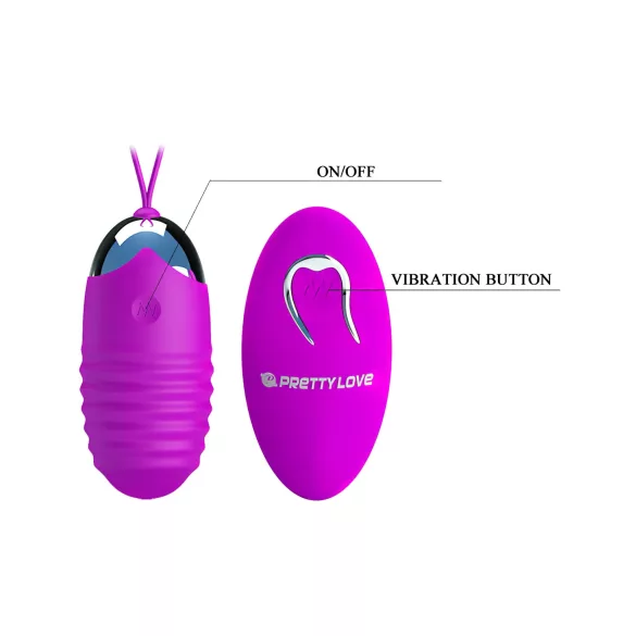 Pretty Love - Vibraatiomuna - kaukosäädin - silikoninen, violetti