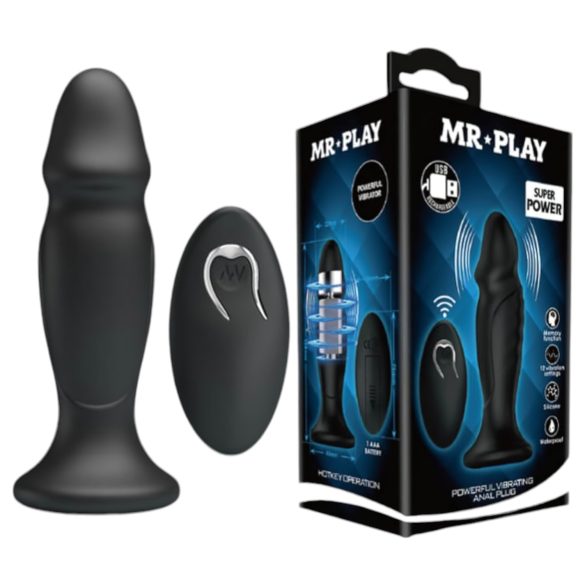 MR. PLAY - ladattava, kaukokäytettävä anaalivibraattori (musta)