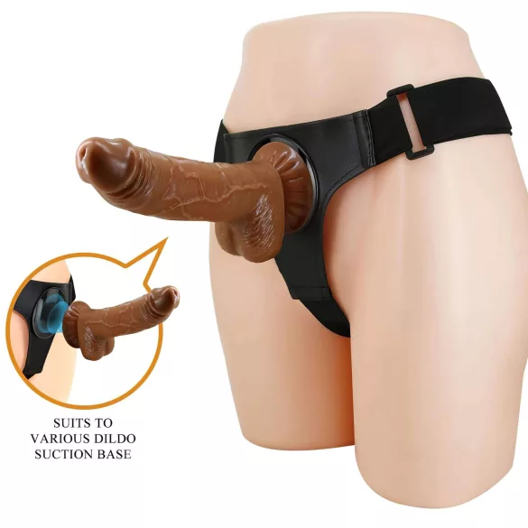 Pretty Love - strap-on valjaat - mukana dildo 17 cm - musta