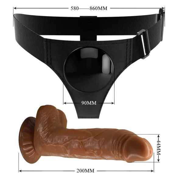 Pretty Love - strap-on valjaat - mukana dildo 17 cm - musta