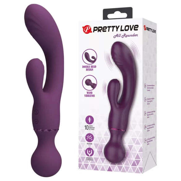 Pretty Love All Rounder - kaksipäinen G-piste- ja klitoriskiihotin (violetti)