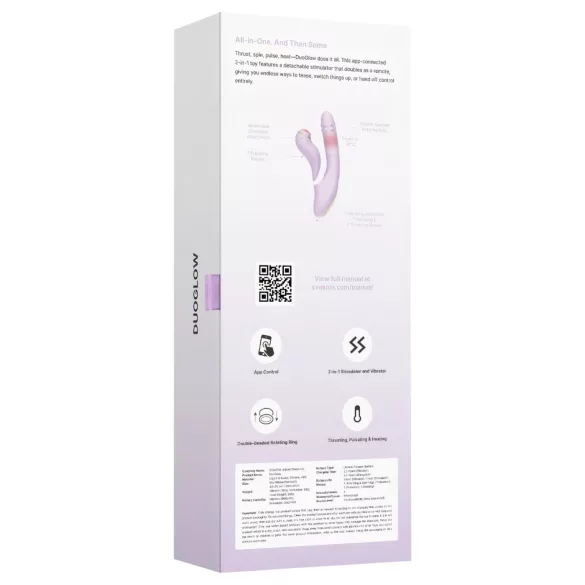 Svakom DuoGlow - Sovelluksella ohjattava G-piste- ja klitoriskiihotin (violetti)