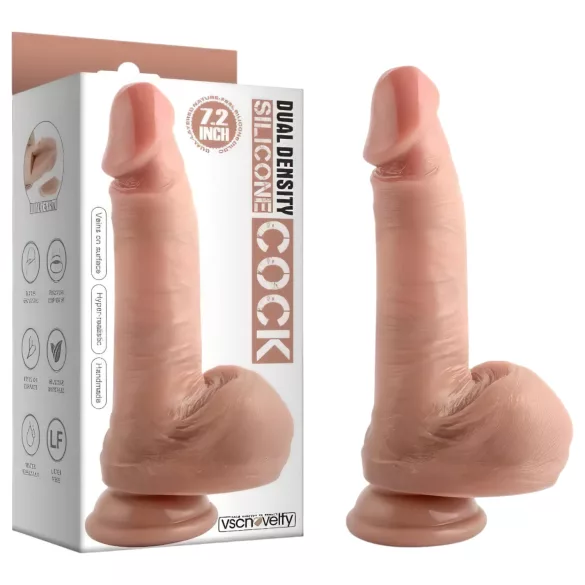 Dual Density - realistinen dildo imukupilla kivellä - 18cm nude