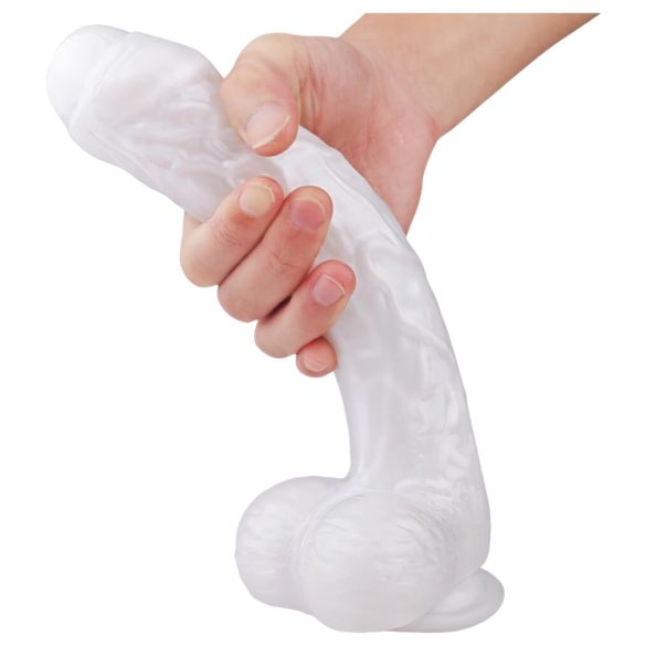 Seksi HD Martin - imukupilla ja kiveksillä varustettu realistinen dildo (valkoinen)