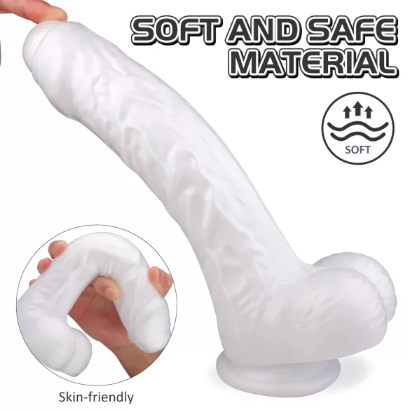 Sex HD Martin - realistinen dildo imukupilla ja kiveksillä - valkoinen