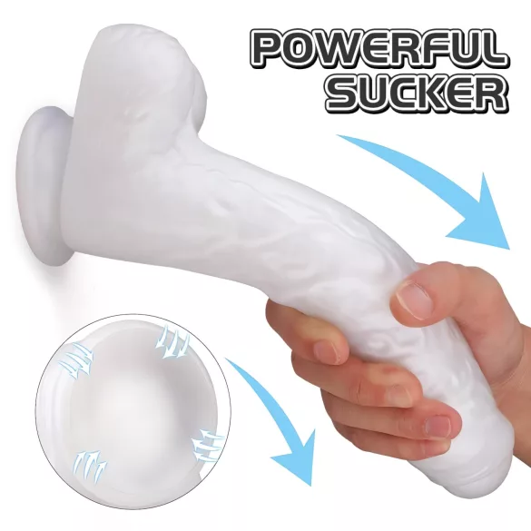 Sex HD Martin - realistinen dildo imukupilla ja kiveksillä - valkoinen