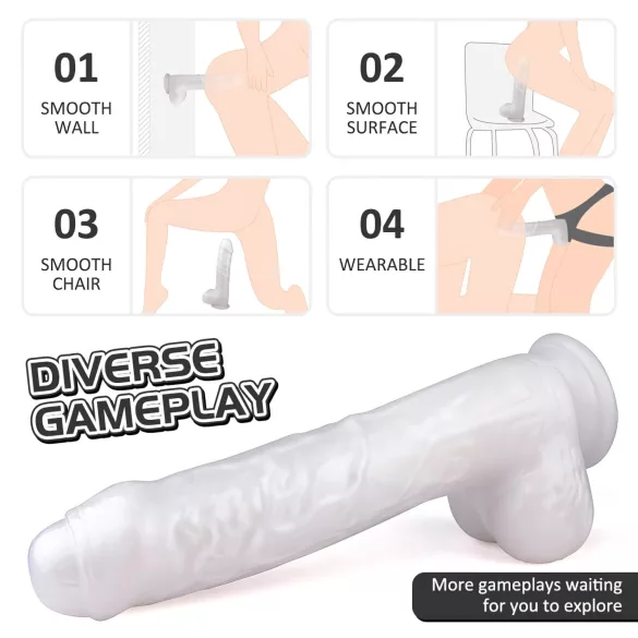 Sex HD Martin - realistinen dildo imukupilla ja kiveksillä - valkoinen