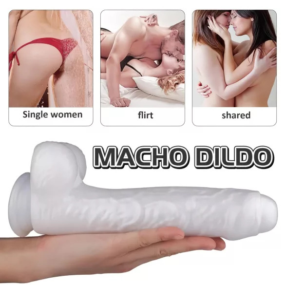Sex HD Martin - realistinen dildo imukupilla ja kiveksillä - valkoinen