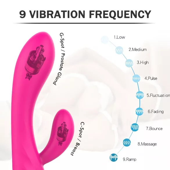 Sex HD Muses - ladattava vedenpitävä lämpeävä vibraattori - pinkki