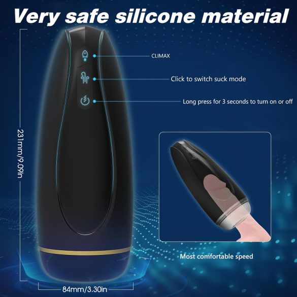 Sex HD Hawk - akku masturbointilaite - värinä ja imu - musta/valkoinen