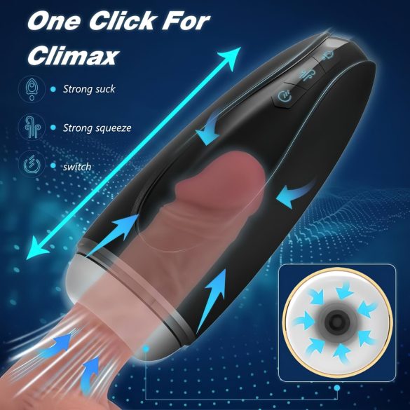 Sex HD Hawk - akku masturbointilaite - värinä ja imu - musta/valkoinen