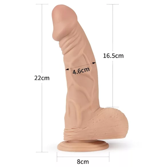 Lovetoy Real Extreme - dildo imukupilla - 23 cm (naturaali)