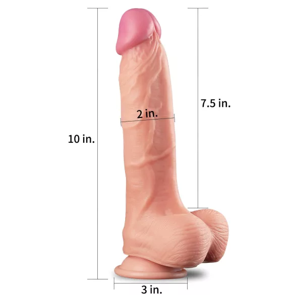 Lovetoy Nature Cock - realistinen kaksikerroksinen dildo - 25 cm - natural