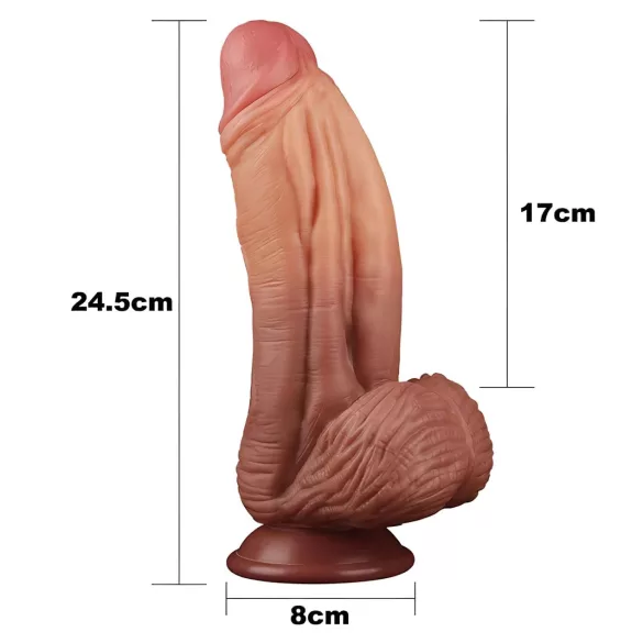 Lovetoy - realistinen tuplakerros dildo - 26 cm - ihonvärinen
