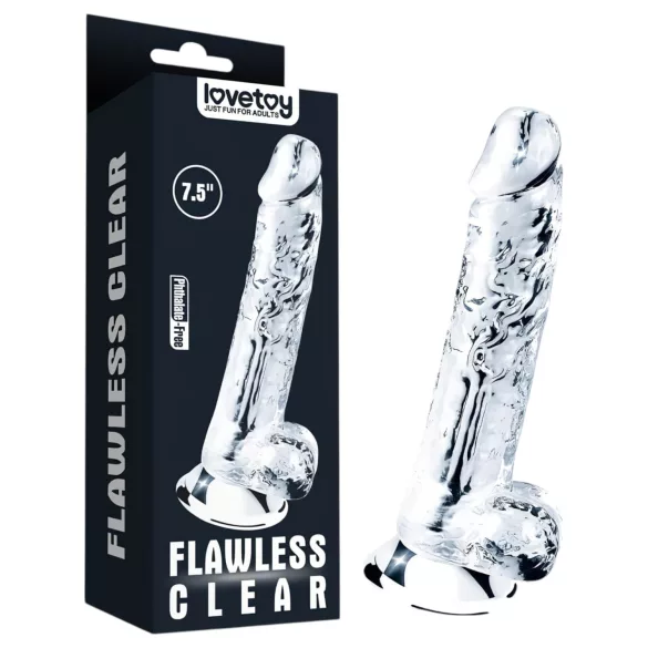 Lovetoy Flawless Clear - imukupillinen dildo - 19 cm (läpinäkyvä)