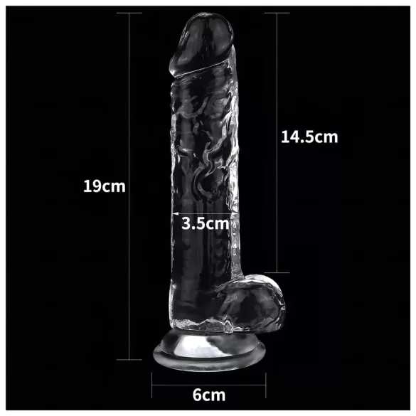 Lovetoy Flawless Clear - imukupillinen dildo - 19 cm (läpinäkyvä)