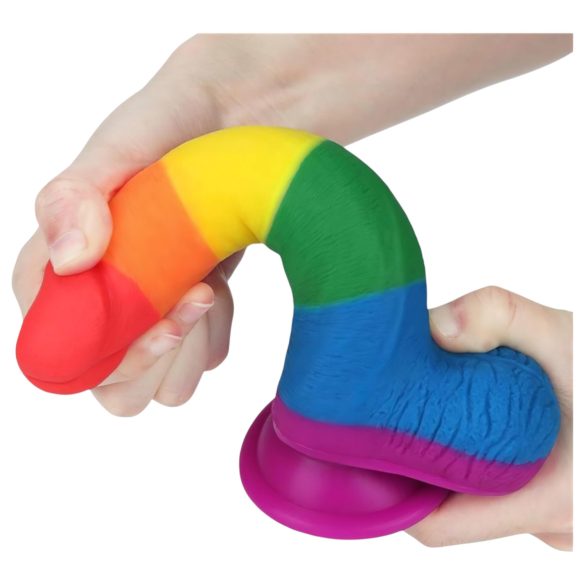 Lovetoy Prider - realistinen pallillinen dildo - 20cm - sateenkaari