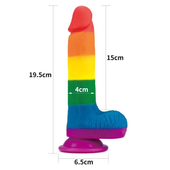 Lovetoy Prider - realistinen pallillinen dildo - 20cm - sateenkaari