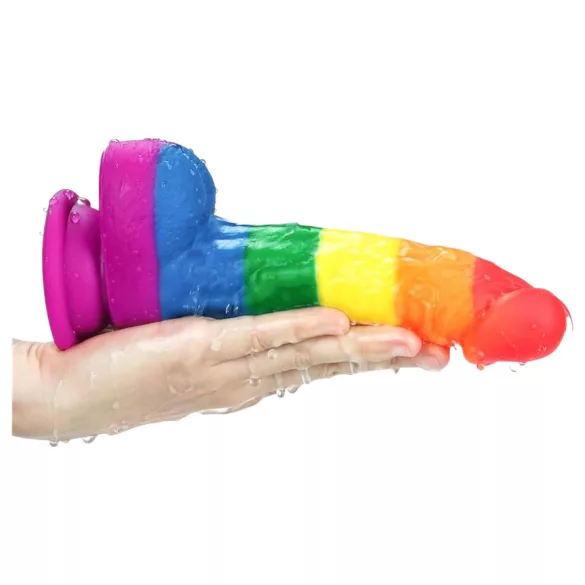 Lovetoy Prider - realistinen silikonidildo - 19 cm - sateenkaari