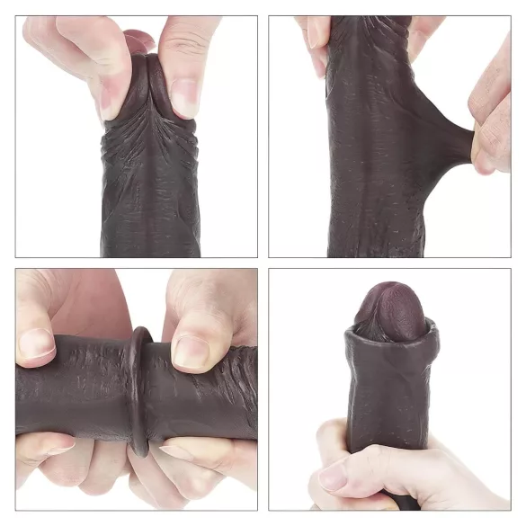 Lovetoy Sliding-Skin - kaksikerroksinen dildo - 18 cm - ruskea