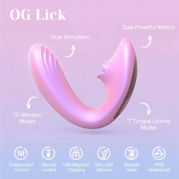 Tracy's Dog OG Lick - G-pistevibraattori ja klitoriskiihotin (pinkki)