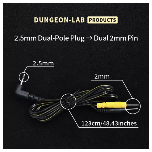 DG-LAB - elektrodijohto 2,5 mm:n jakkiliittimestä 2 mm:n nastoihin (musta)