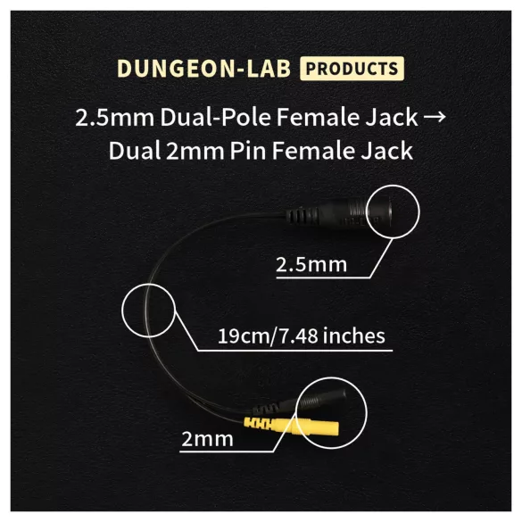 DG-LAB - elektrodijakaja 2,5 mm:n liittimestä 2 mm:n liittimeen (musta)