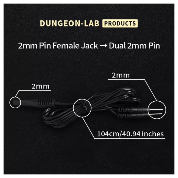 DG-LAB - 2 mm elektrodin jatko- ja jakokaapeli (musta)