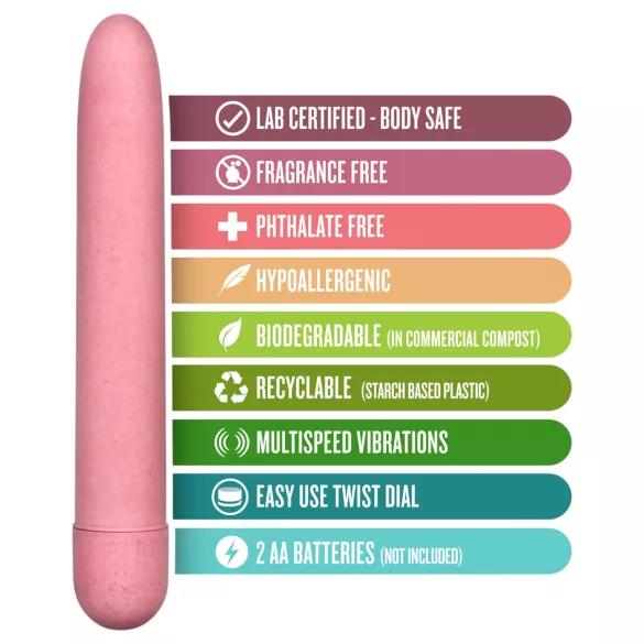 Gaia Eco - vibraattori - ympäristöystävällinen, suuri - pinkki